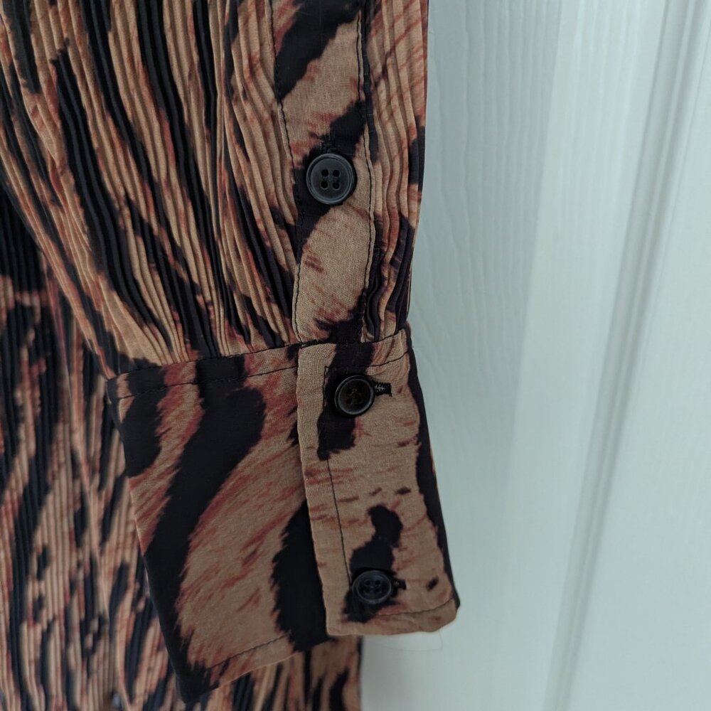 Ganni Tiger-Print Mini Dress in Brown and Black - Picture 6 of 6